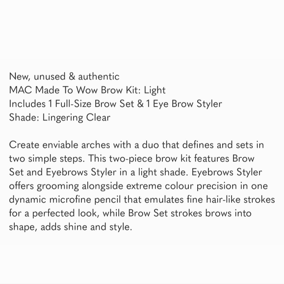 MAC Cosmetics Made To Wow Brow Kit Light Lingering Clear NIB - Picture 6 of 10